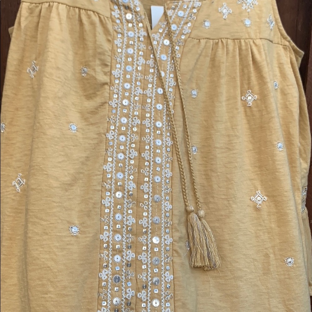 Style & Co Embroidered Sequin Cold Shoulder Top - Picture 3 of 5